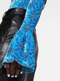 Top froncé à motif fleurs - Blue Splash