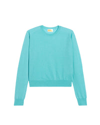 Pull court à col rond extra fin en cachemire - Light Turquoise
