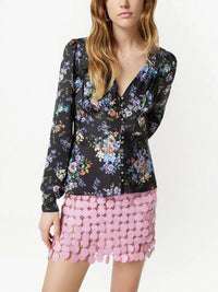 Chemise à col V et imprimé liberty - Black Medium Liberty