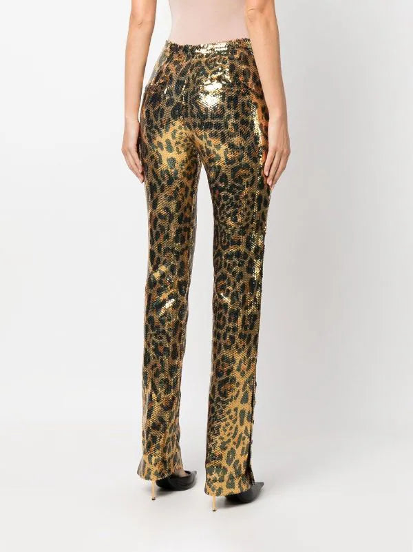 Pantalon à sequins motif léopard - Leopard