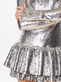 Robe courte et col montant à paillettes - Silver