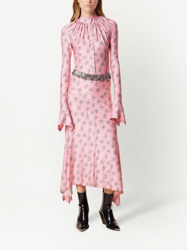 Robe longue à col montant - Pink Splash