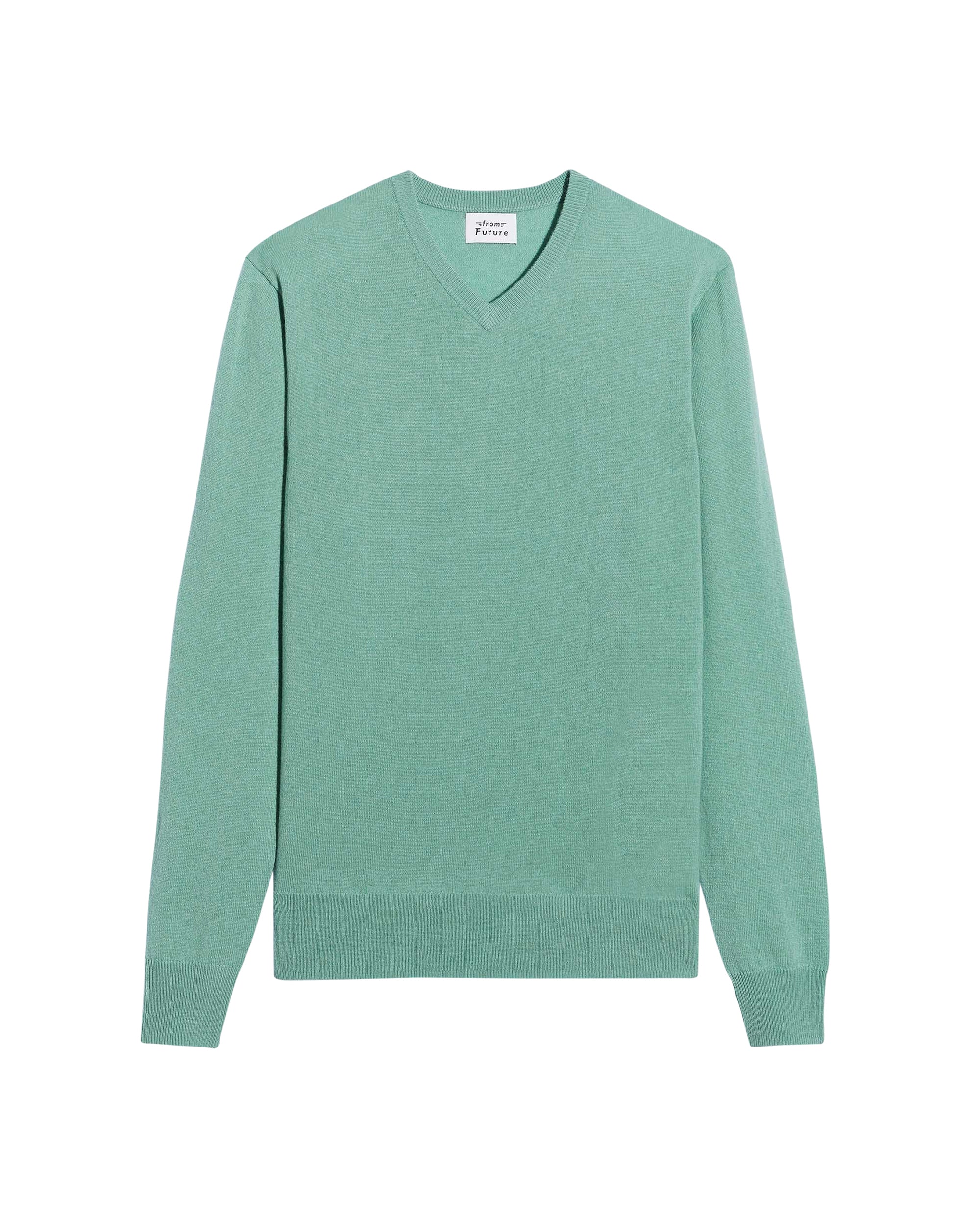 Pull à col V fin en cachemire - Frozen Green