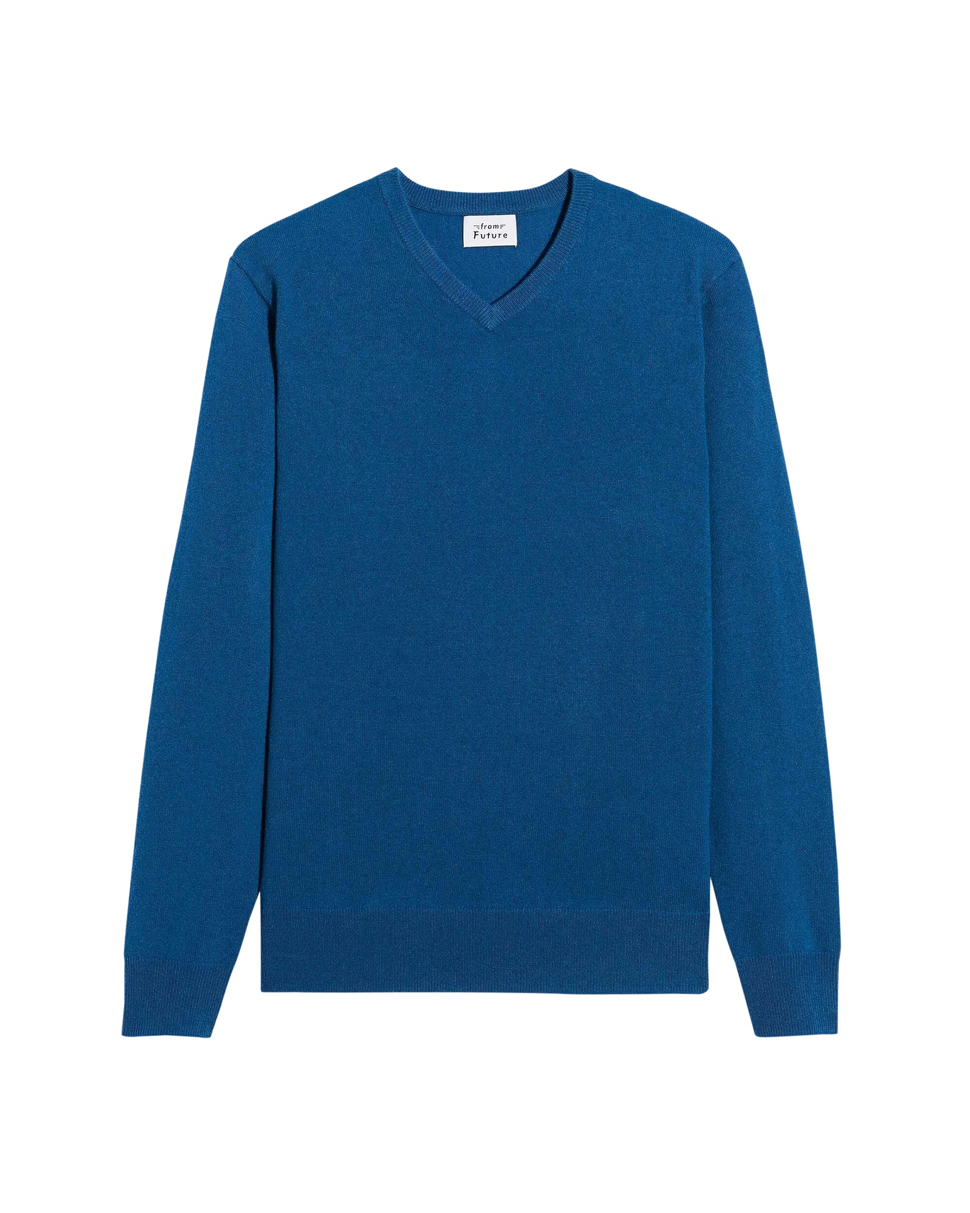 Pull à col V fin en cachemire - Petrol Blue