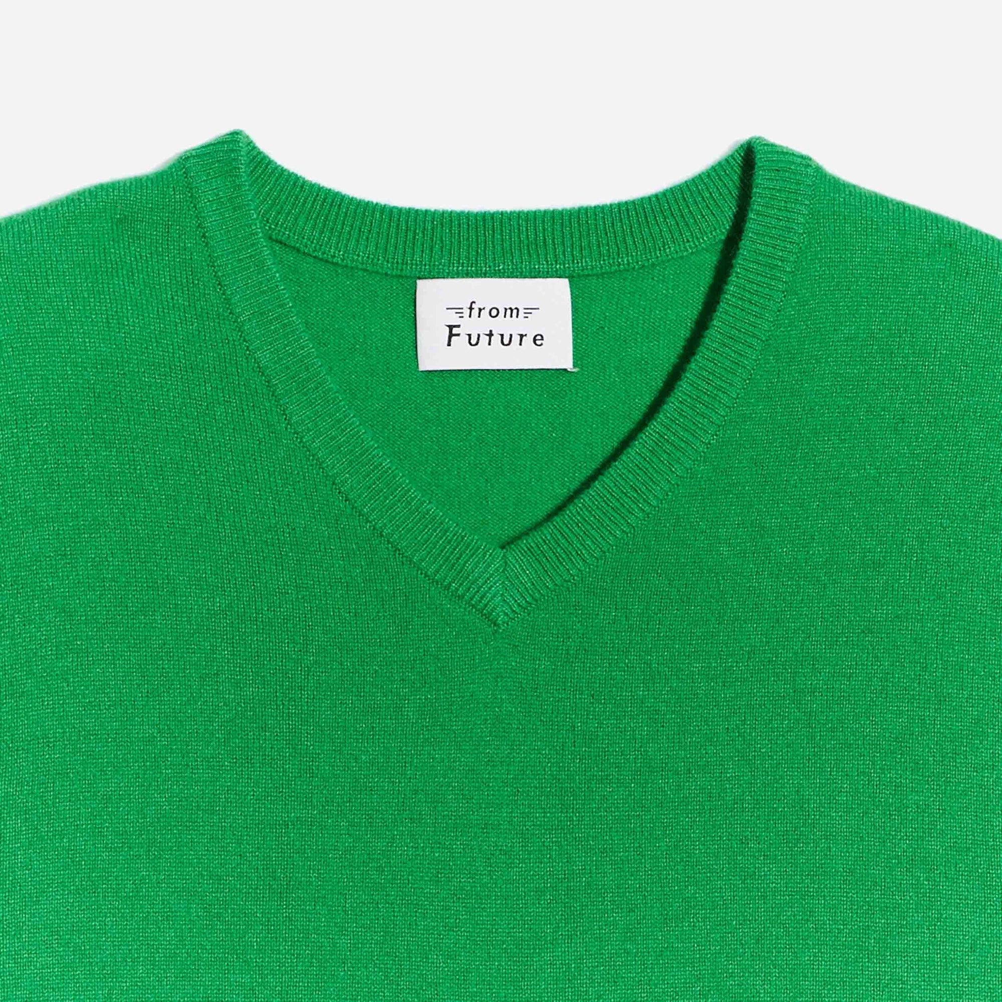Pull à col V fin en cachemire - Summer Green