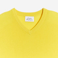 Pull à col V fin en cachemire - Summer Yellow