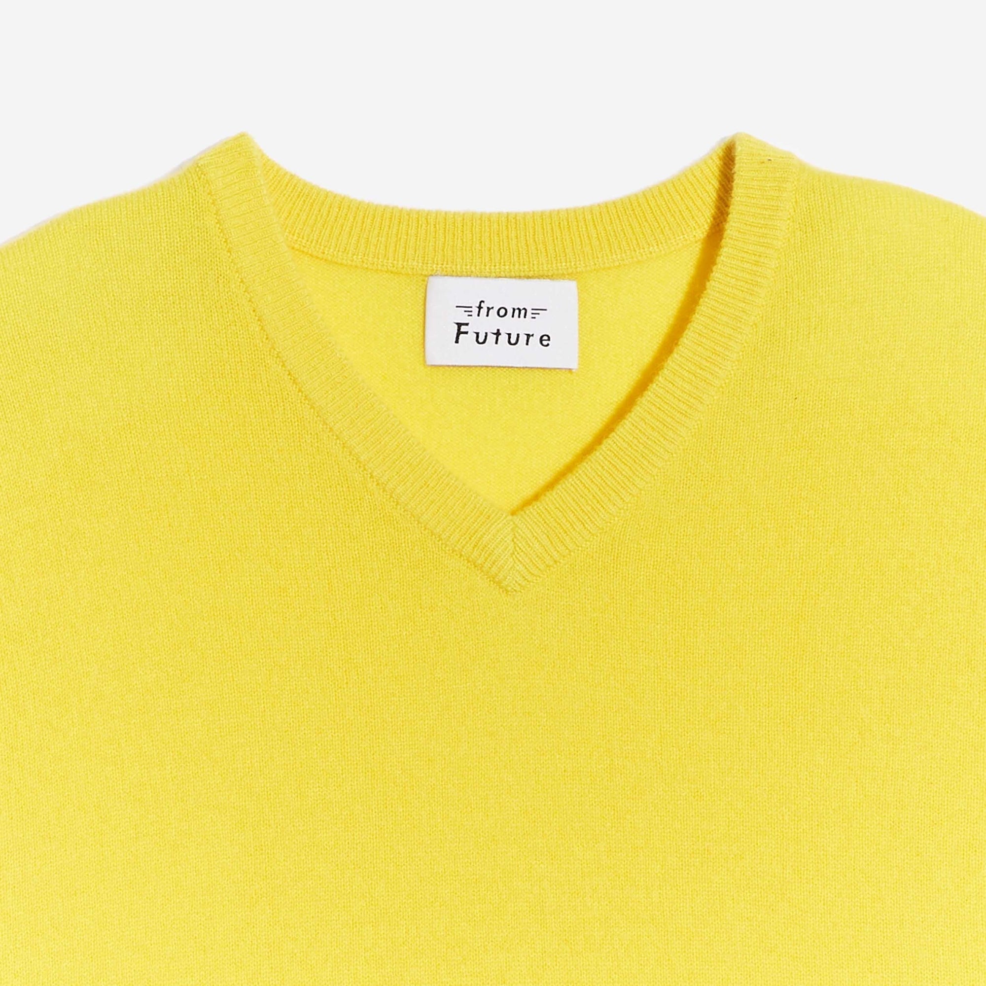 Pull à col V fin en cachemire - Summer Yellow