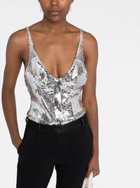 Top orné de paillettes - Nude