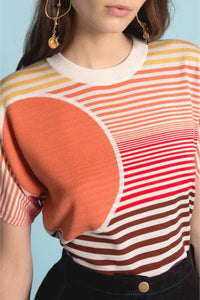 Pull manches courtes en laine - Multicolor