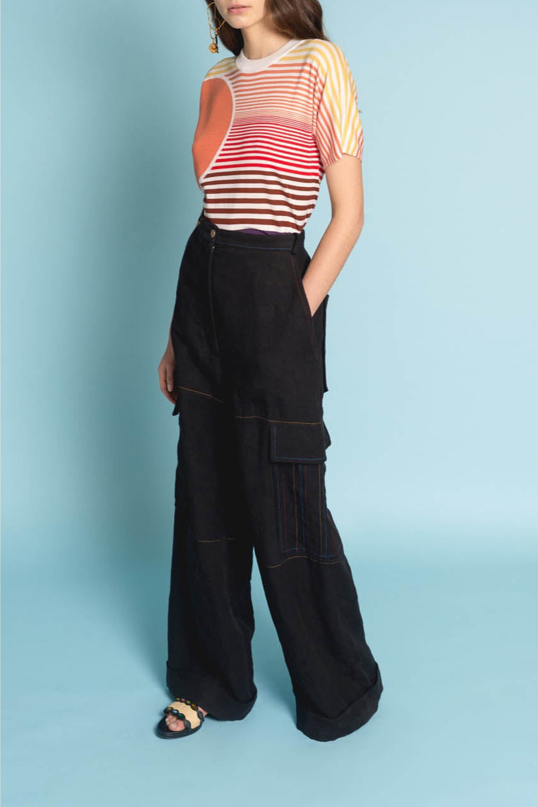 Pull manches courtes en laine - Multicolor