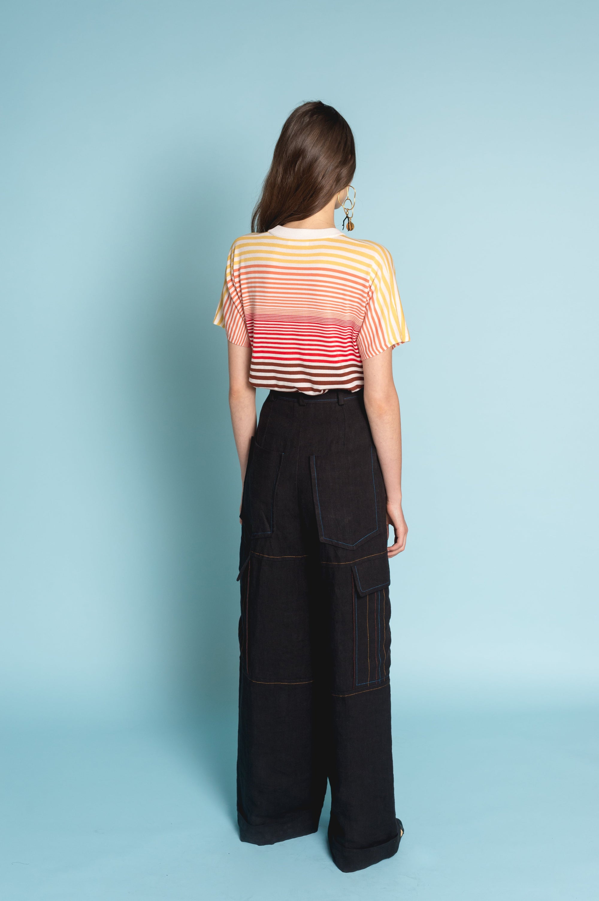 Pull manches courtes en laine - Multicolor