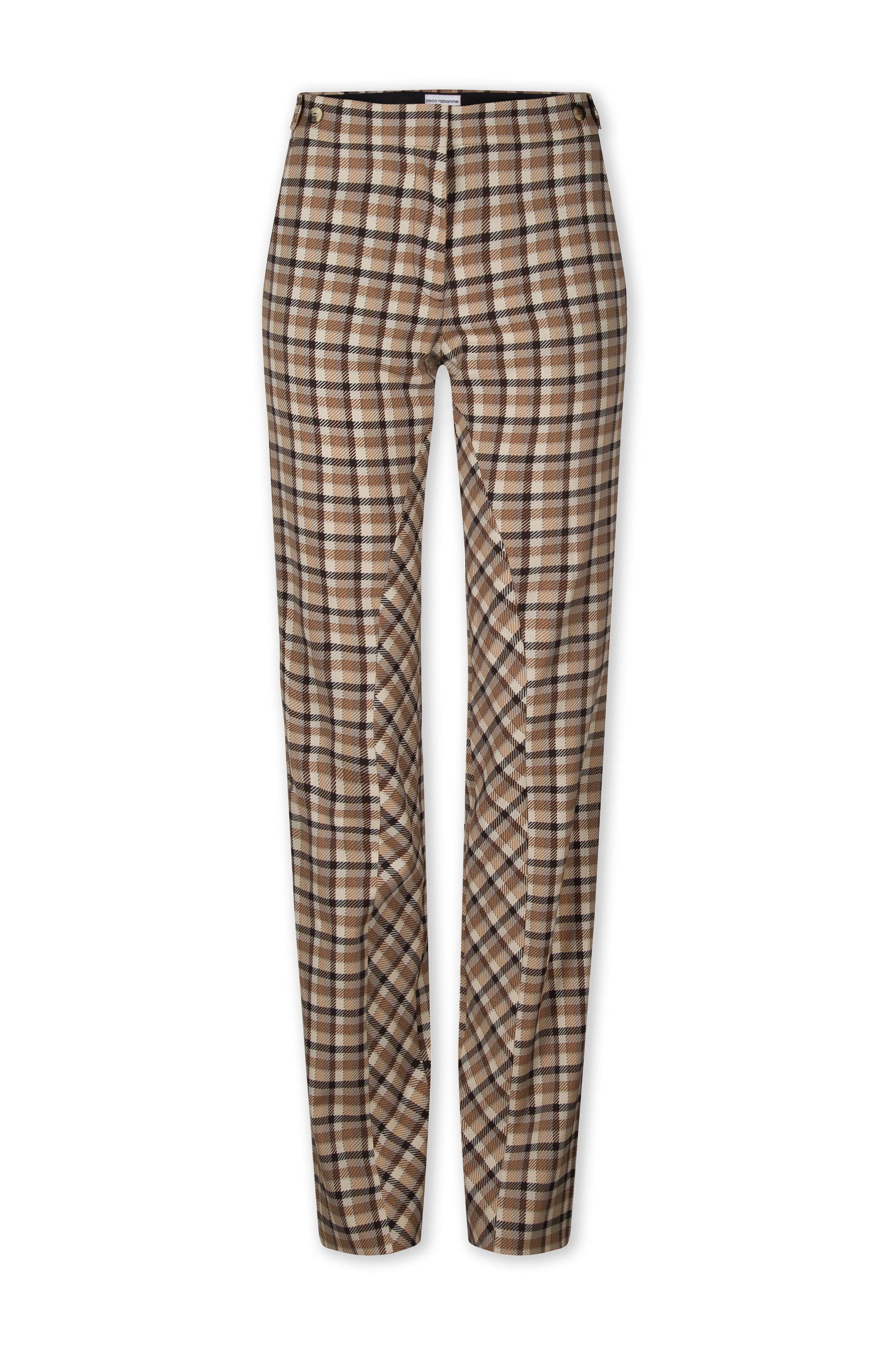 Pantalon à carreaux en laine - Beige Multico