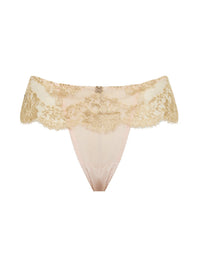 Tanga Splendide en soie - Poudre & Or