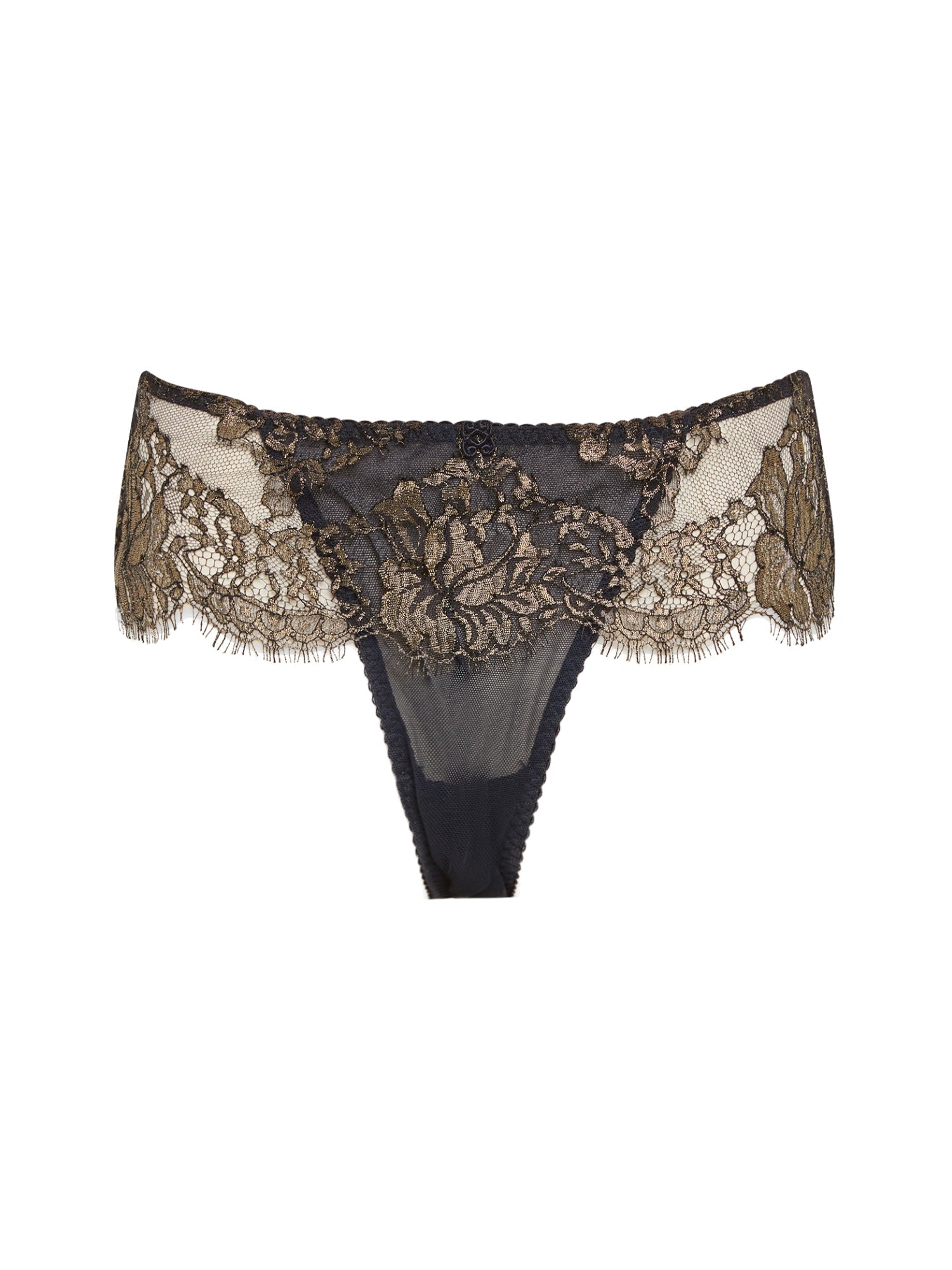 Tanga Splendide en soie - Océan & Or