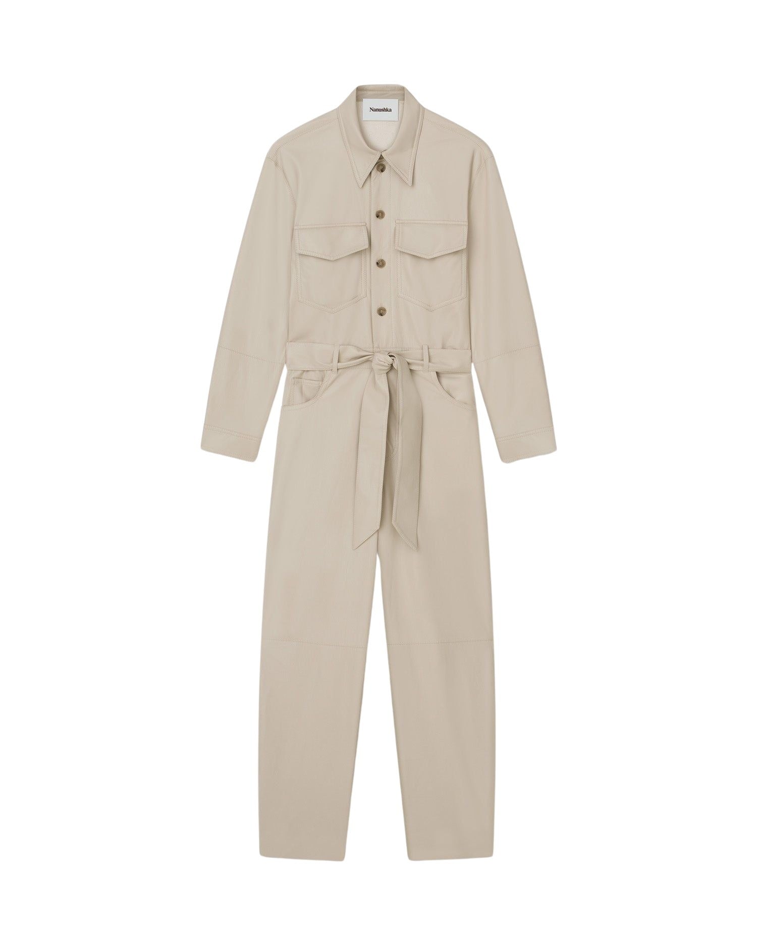 Combinaison Ashton ceinturée à manches longues - Creme