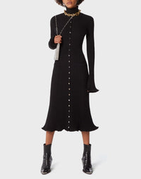Robe midi en maille à col montant - Black