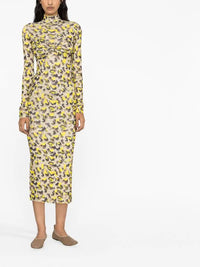 Robe midi Manja en maille - Watercolor Leopard