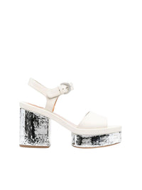Sandales à talon Odina en cuir - White