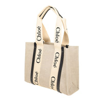 Sac cabas Woody en lin - White & Blue