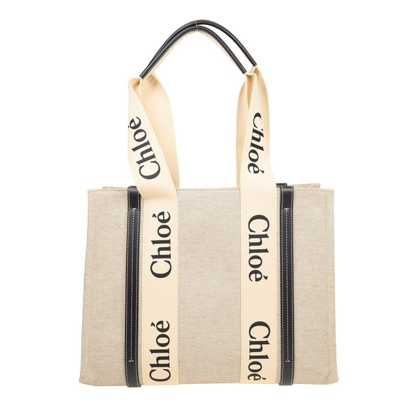 Sac cabas Woody en lin - White & Blue