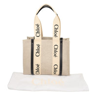 Sac cabas Woody en lin - White & Blue