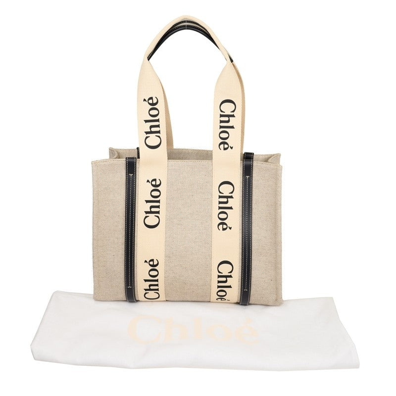 Sac cabas Woody en lin - White & Blue