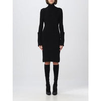 Robe à manches longues en laine - Black