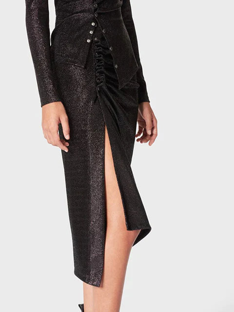 Jupe fendue mi-longue - Black