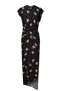Robe longue ceinturée à imprimé - Black 90 S Grungy Romant