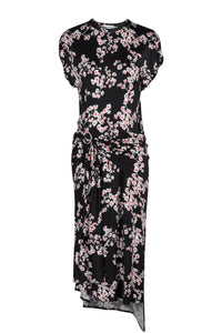 Robe longue ceinturée à imprimé - Black Sakura