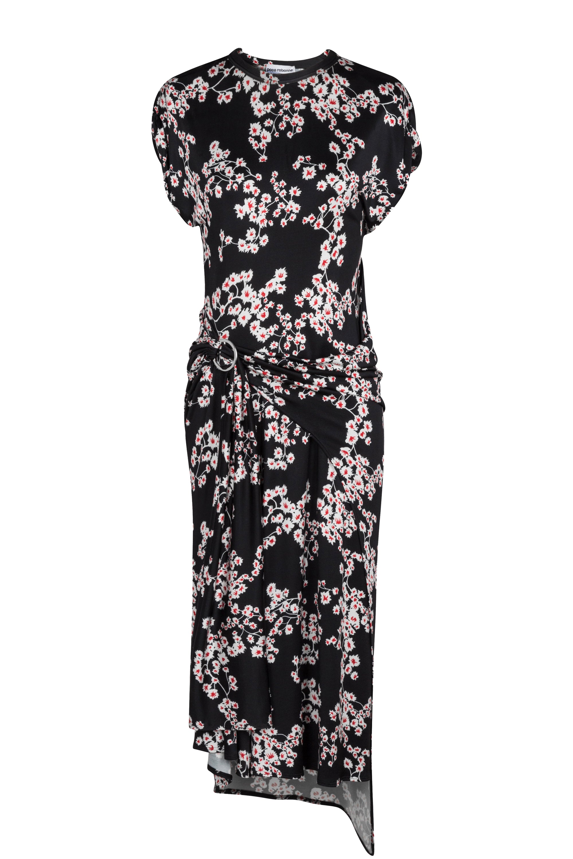 Robe longue ceinturée à imprimé - Black Sakura