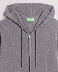 Hoodie Light à zip en cachemire - Blue Grey