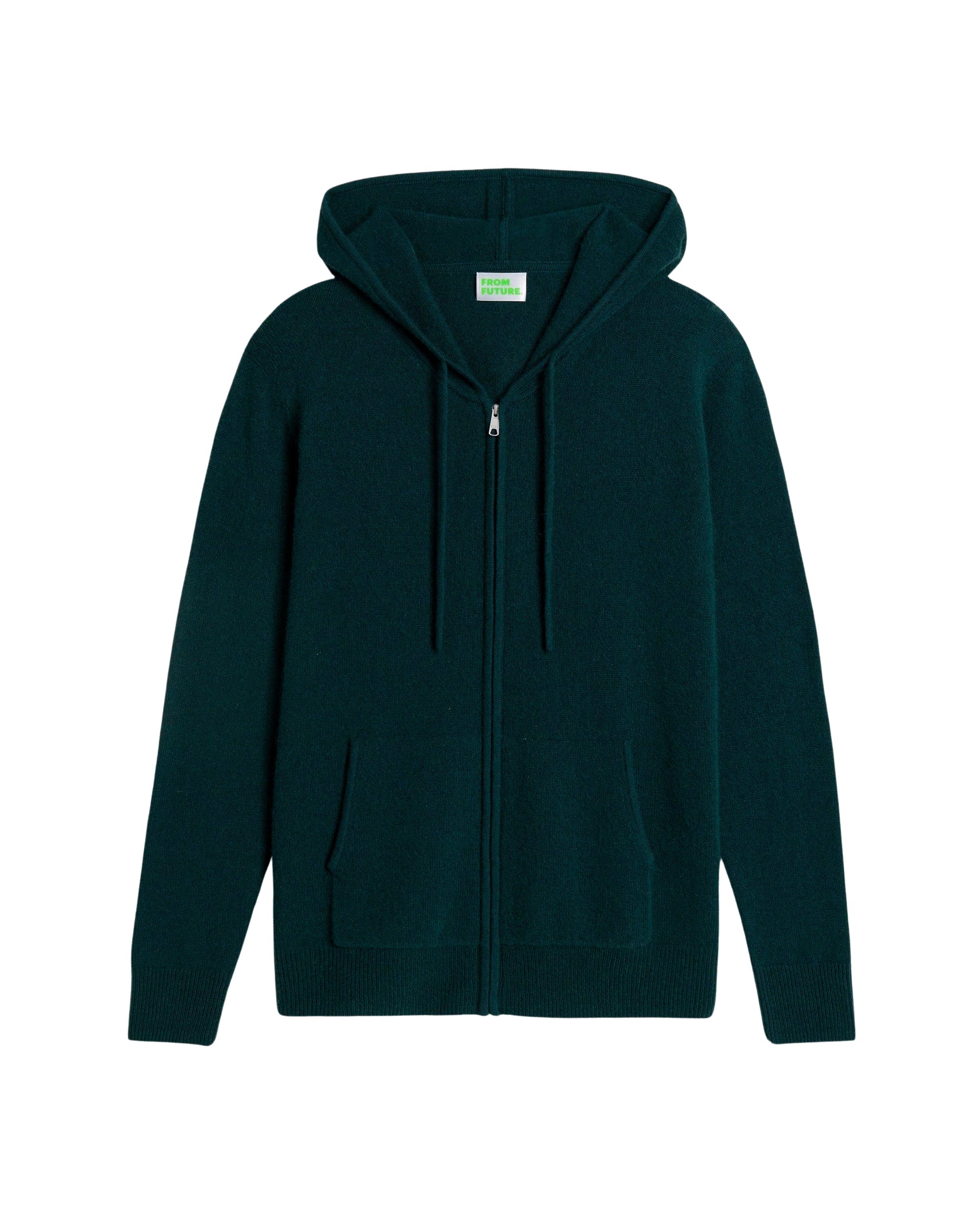 Hoodie zippé Light en cachemire - Bottle Green