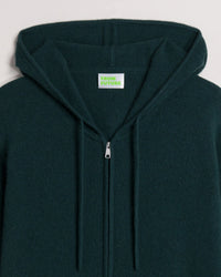 Hoodie zippé Light en cachemire - Bottle Green