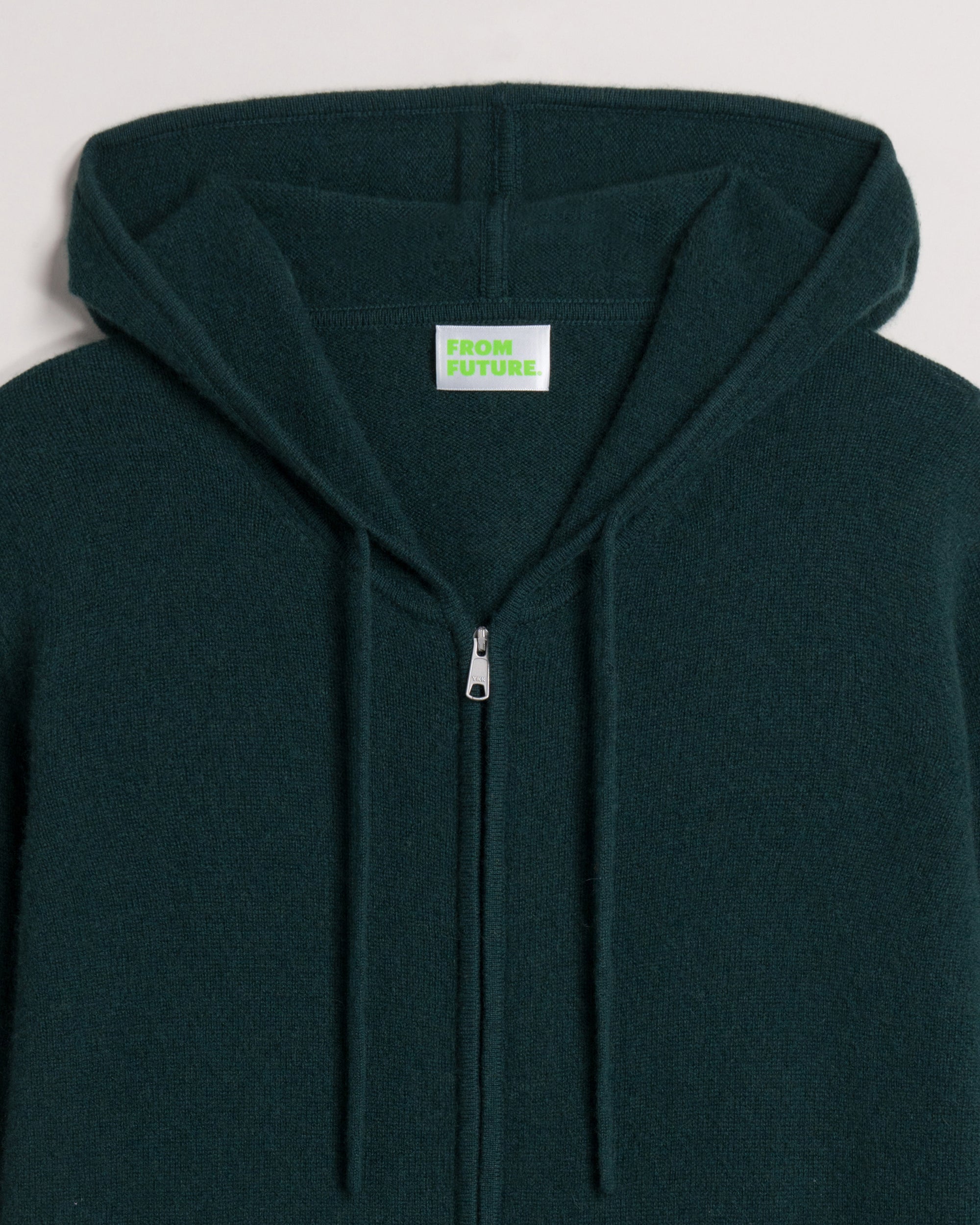 Hoodie zippé Light en cachemire - Bottle Green