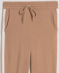 Pantalon de jogging à bande bicolore en cachemire - Camel