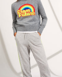 Pantalon de jogging à bande bicolore en cachemire - Light Heather Gray
