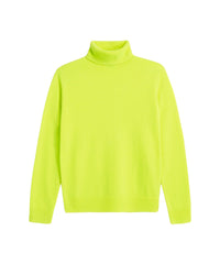 Pull classique à col roulé en cachemire - Neon Yellow