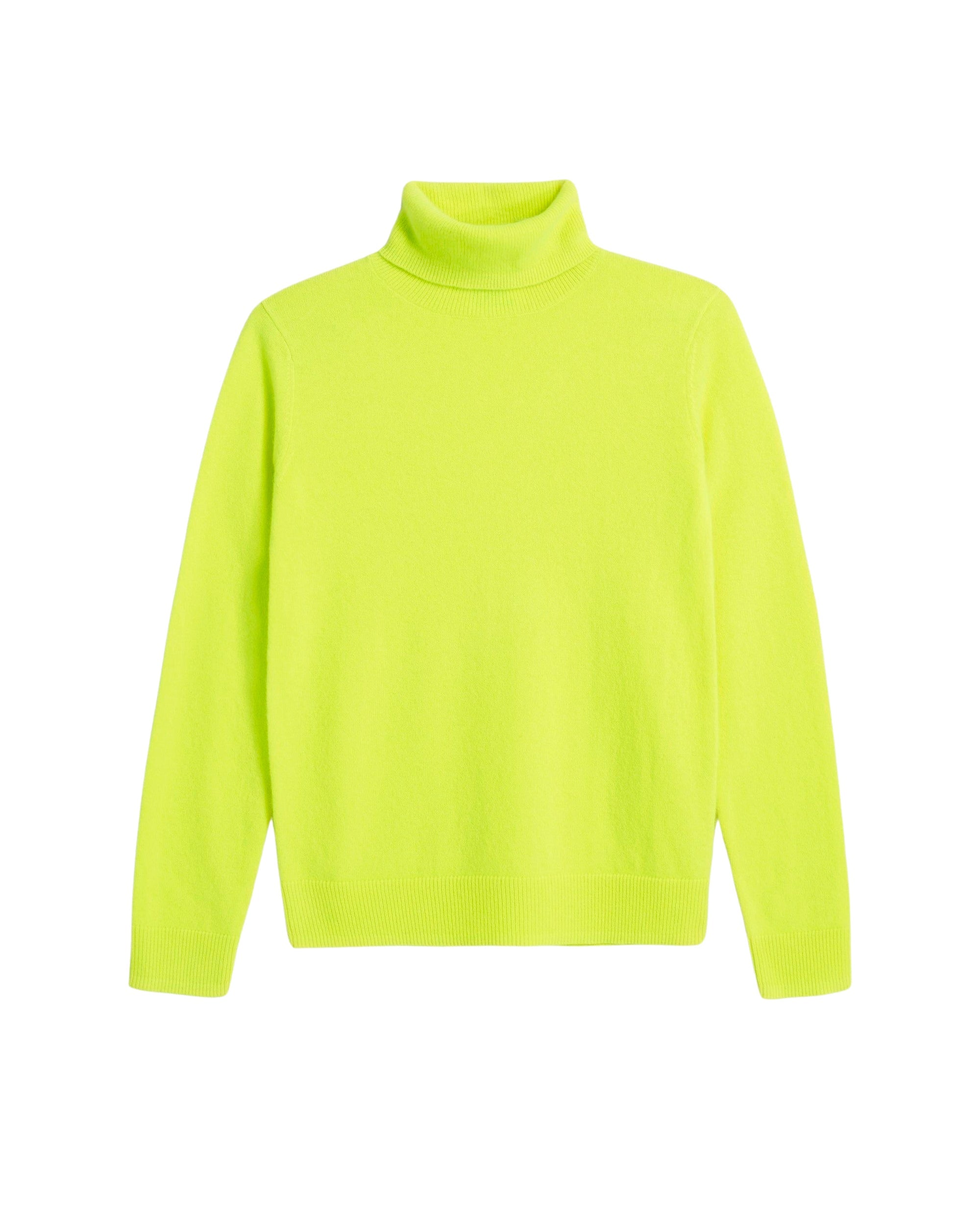 Pull classique à col roulé en cachemire - Neon Yellow