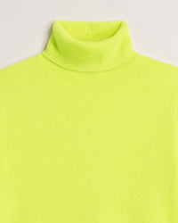 Pull classique à col roulé en cachemire - Neon Yellow