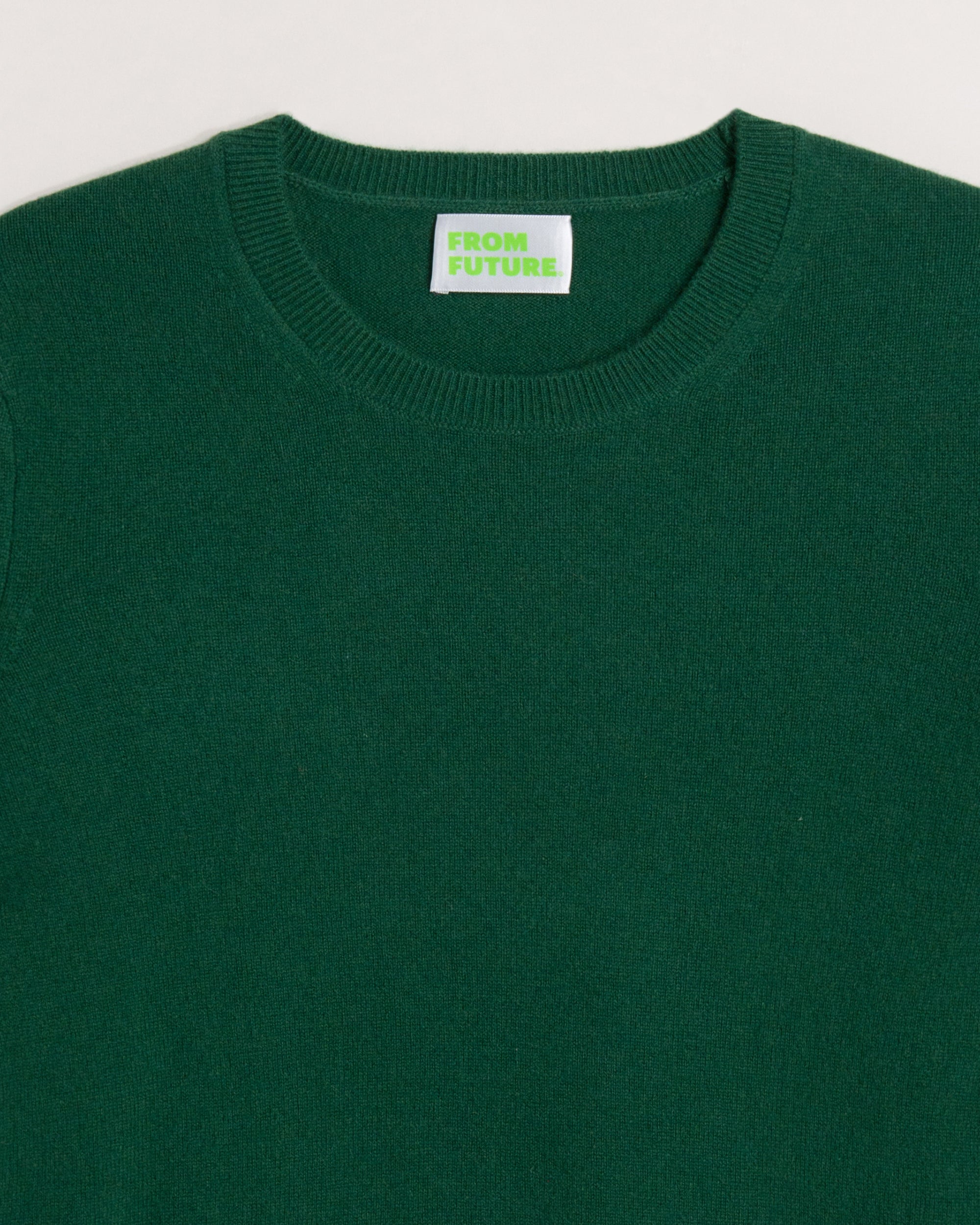 Pull classique à col rond en cachemire - Pine Green