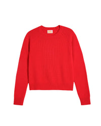 Pull court à col rond fin en cachemire - Winter Red