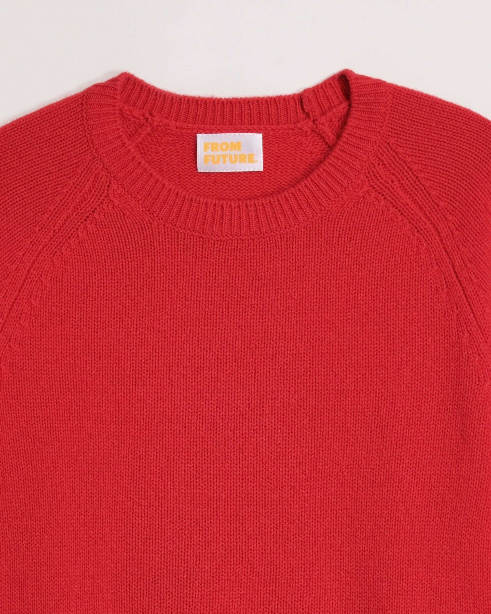 Pull court à col rond fin en cachemire - Winter Red