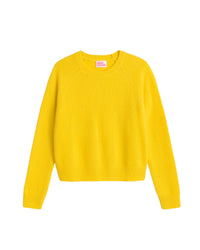 Pull court à col rond fin en cachemire - Winter Yellow