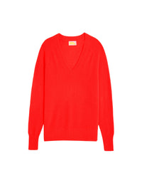 Pull à col V oversize Light en cachemire - Bright Red