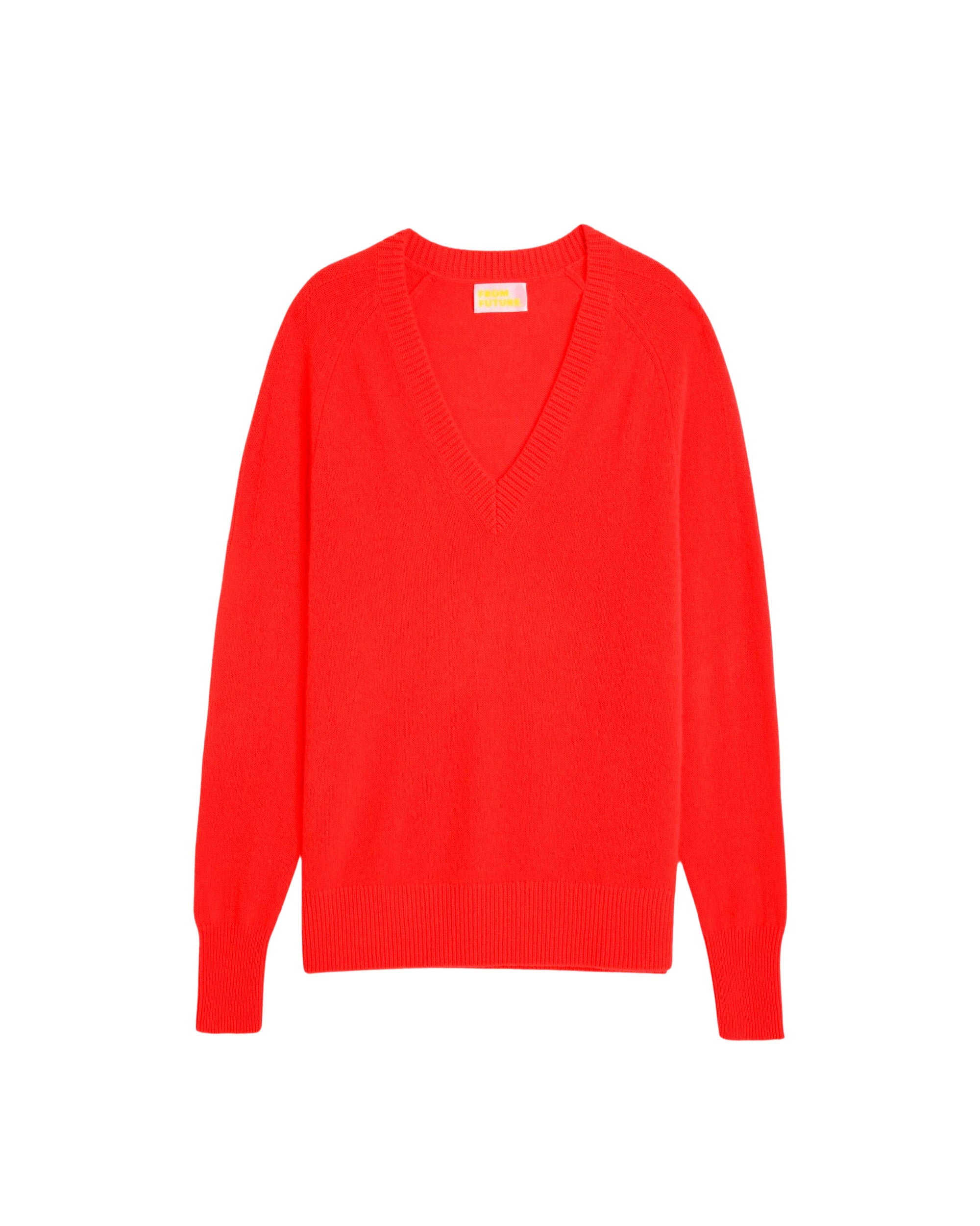 Pull à col V oversize Light en cachemire - Bright Red
