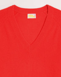 Pull à col V oversize Light en cachemire - Bright Red