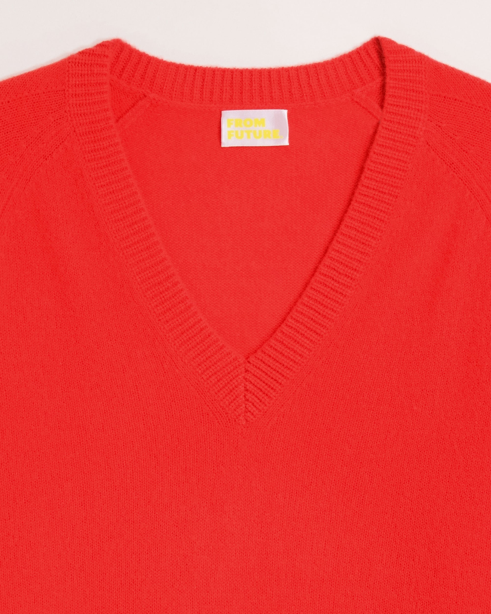 Pull à col V oversize Light en cachemire - Bright Red
