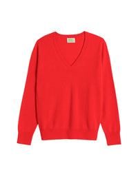 Pull à col V en cachemire - Winter Red