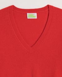 Pull à col V en cachemire - Winter Red